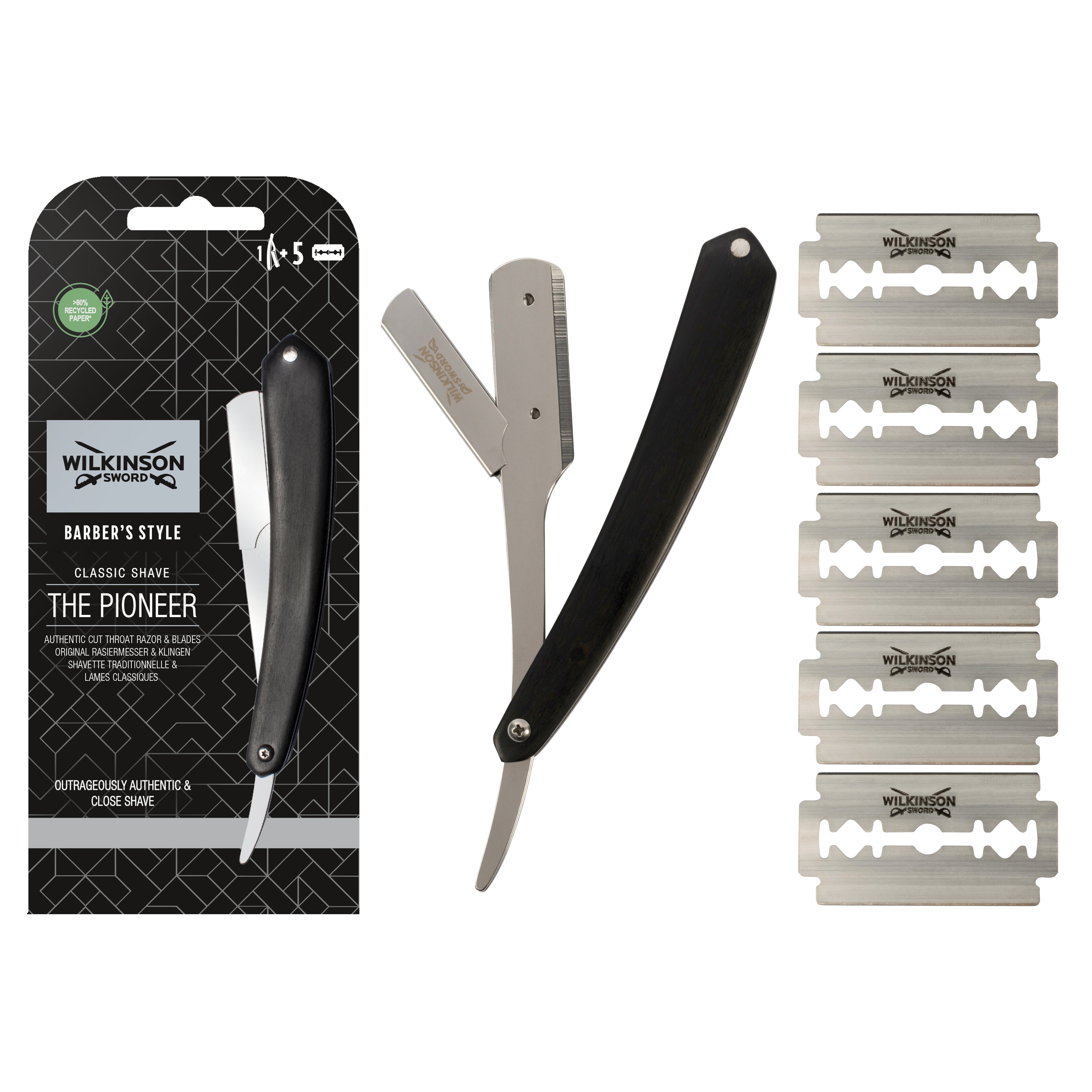 Barber's Style The Pioneer Für Männer | Rasiermesser + 5 Wechsel-Klingen